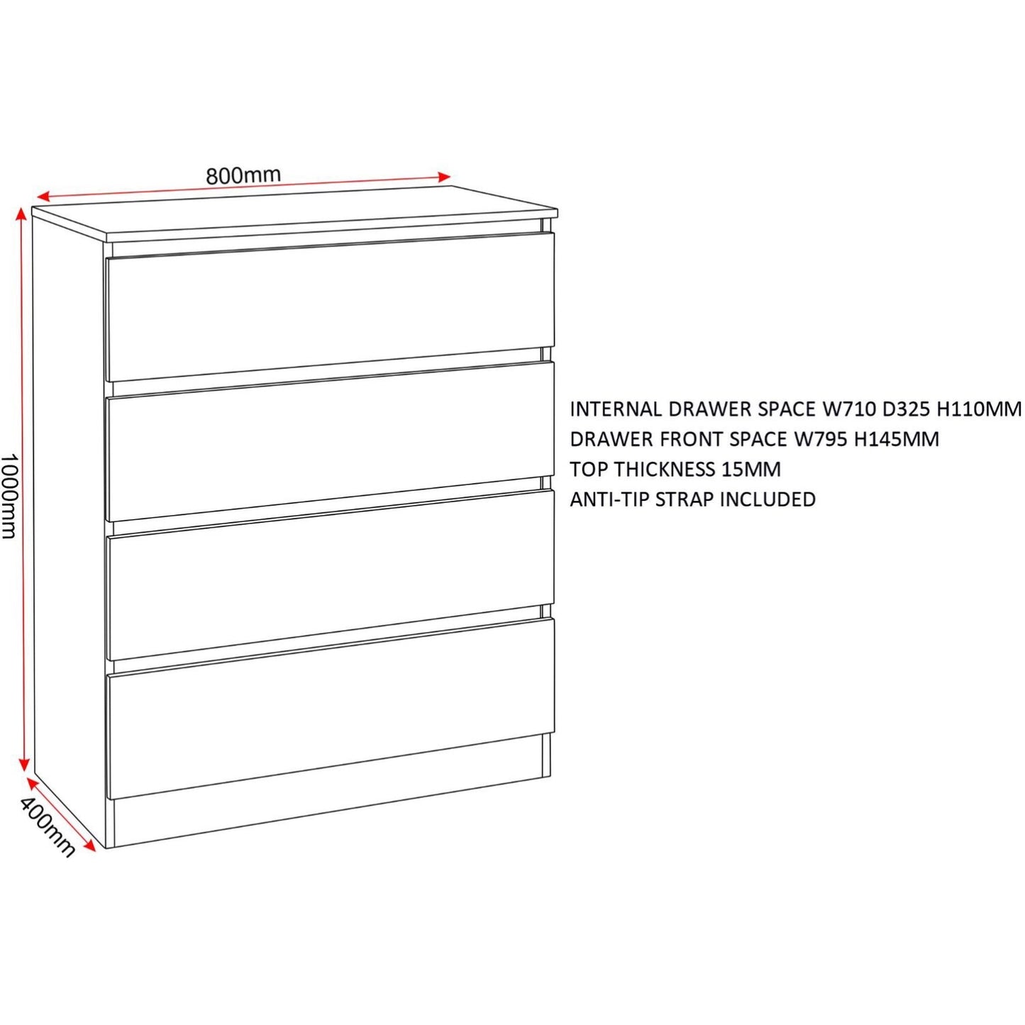 The Duke Range - 4 Drawer Chest